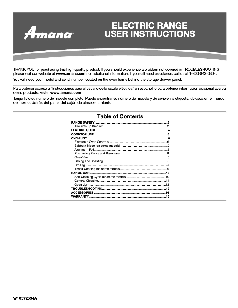 Page n°1 - Manuel utilisateur Amana AER5330BAS