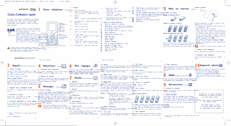 Page 1 de la notice Manuel utilisateur Alcatel One Touch 306