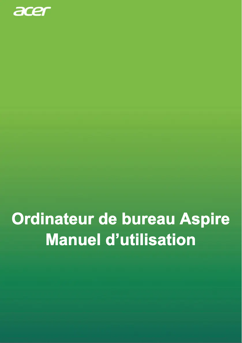 Image de la première page du manuel de l'appareil Aspire XC-1760