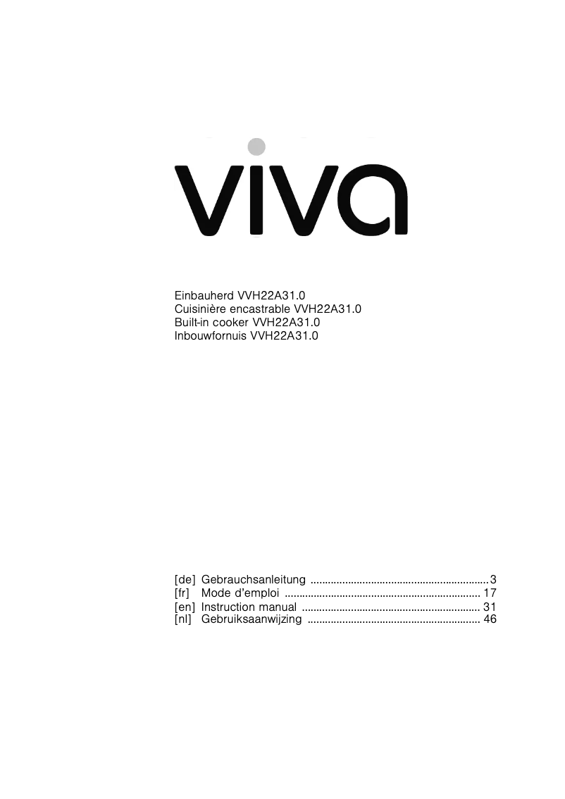 Page n°1 - Manuel utilisateur Viva VVH22A3150