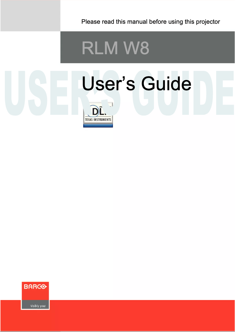 Page 1 de la notice Manuel utilisateur Barco RLM-W8