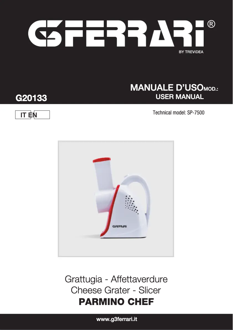 Page 1 de la notice Manuel utilisateur G3 Ferrari Parmino Chef G20133