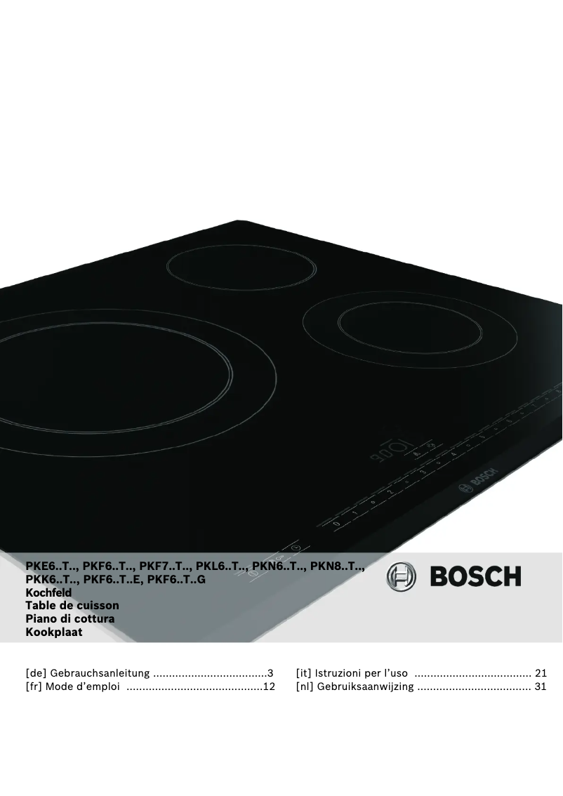 Page 1 de la notice Manuel utilisateur Bosch PKF646T14E