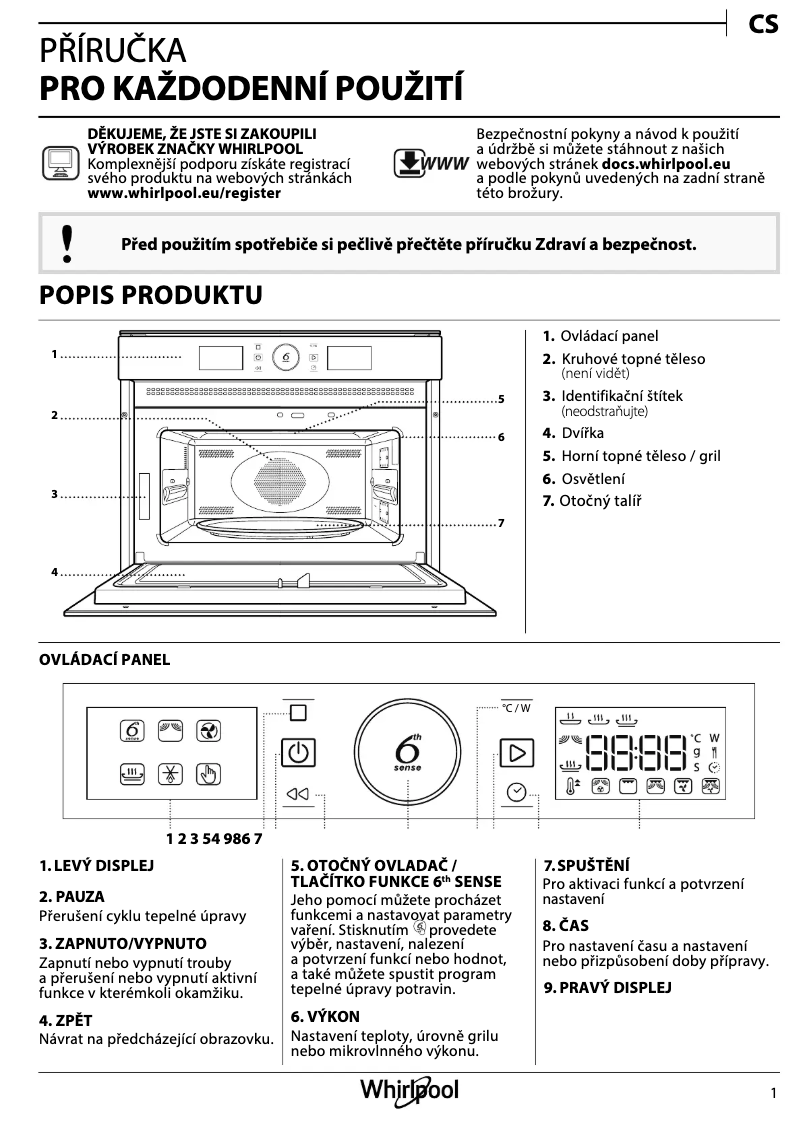 Page 1 de la notice Manuel d'utilisation et d'entretien Whirlpool AMW 9605/IX