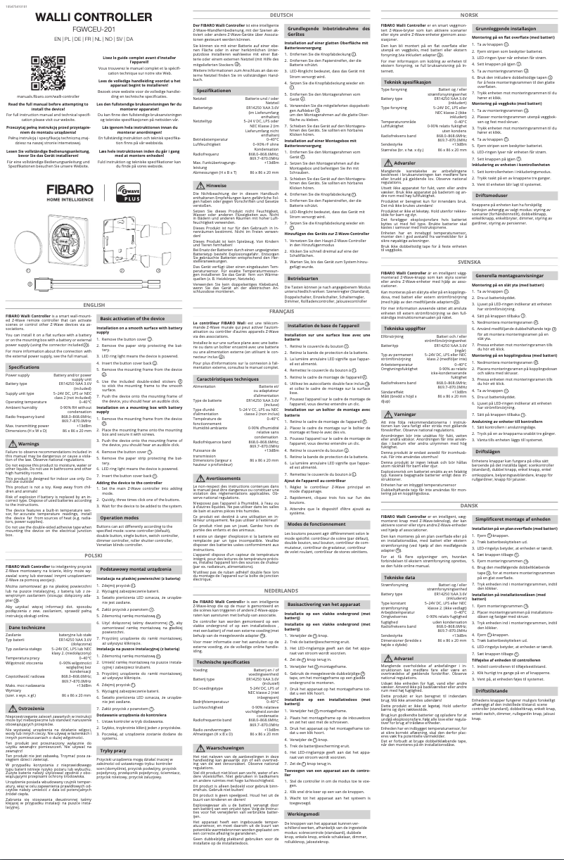 Image de la première page du manuel de l'appareil FGWCEU-201