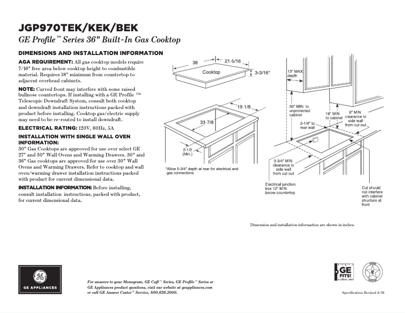 Image de la première page du manuel de l'appareil Profile JGP970BEKBB