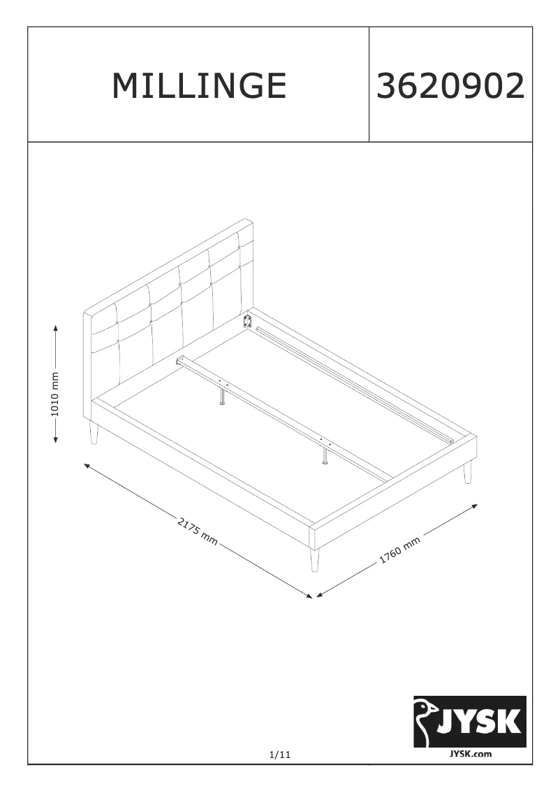 Page 1 de la notice Manuel utilisateur JYSK Millinge (160x200)