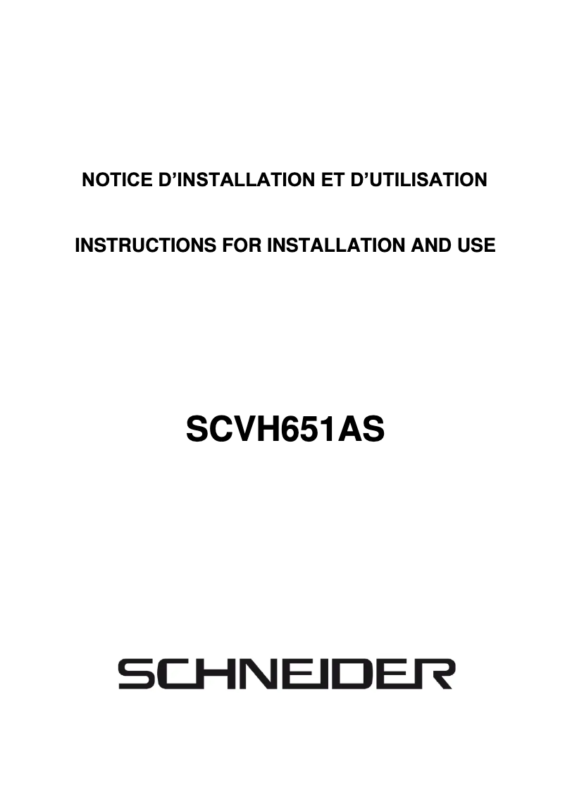 Page 1 de la notice Manuel utilisateur Schneider SCVH651AS