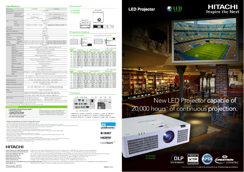 Page 1 de la notice Brochure Hitachi LP-WX3500