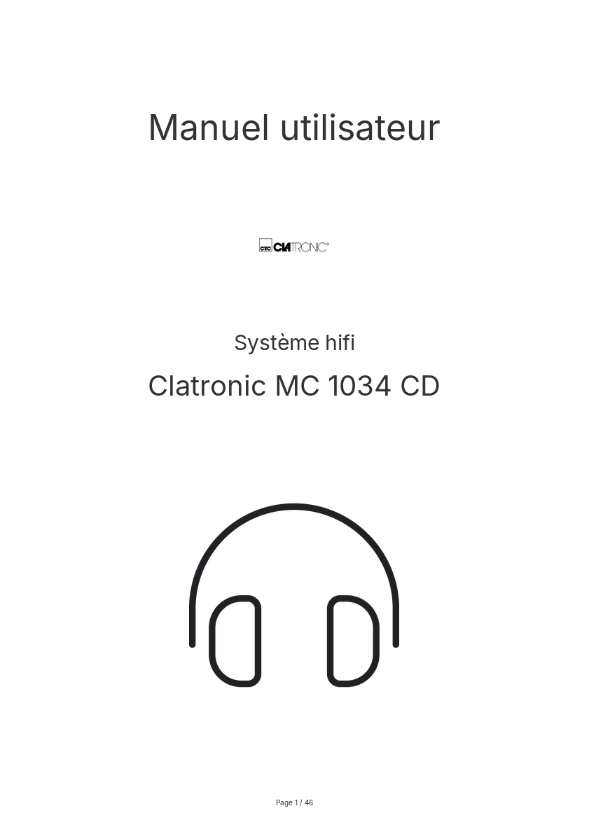 Page n°1 - Manuel utilisateur Clatronic MC 1034 CD