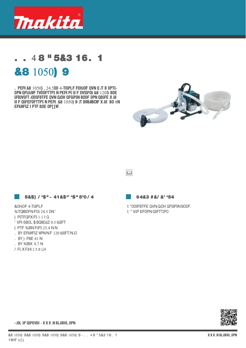 Page 1 de la notice Fiche technique Makita EW1050HX