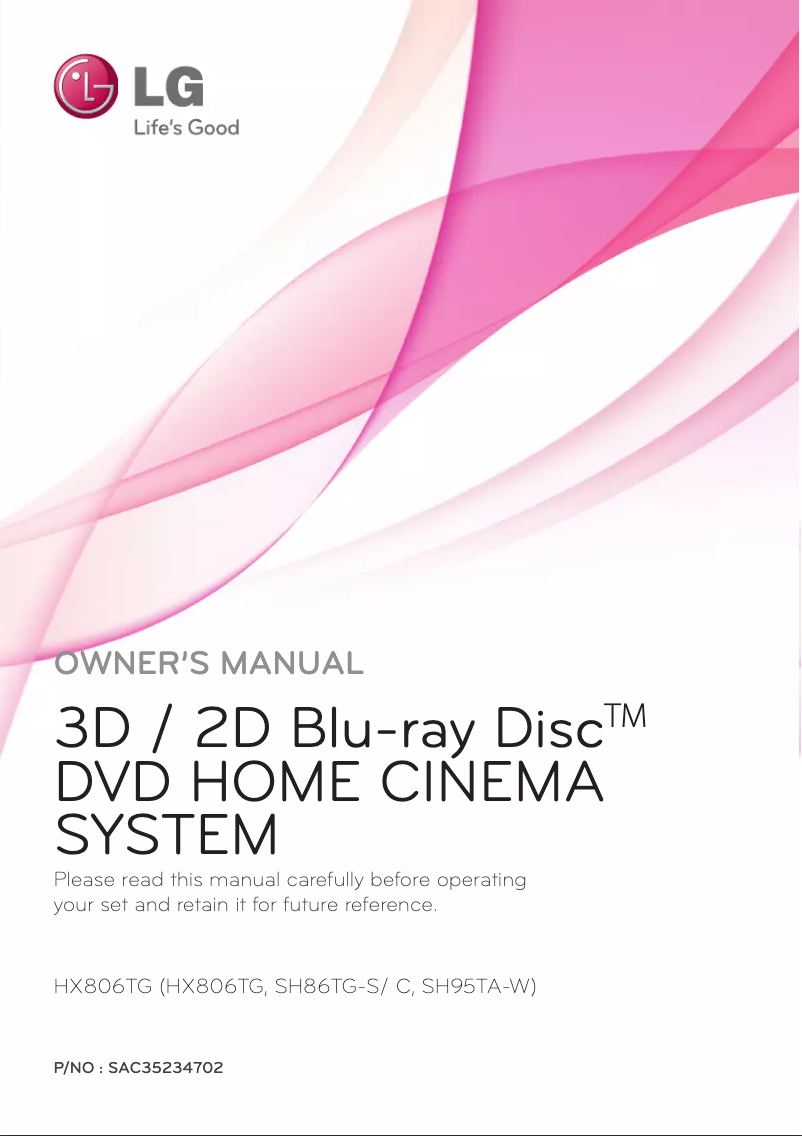 Page n°1 - Manuel utilisateur LG HX806TG