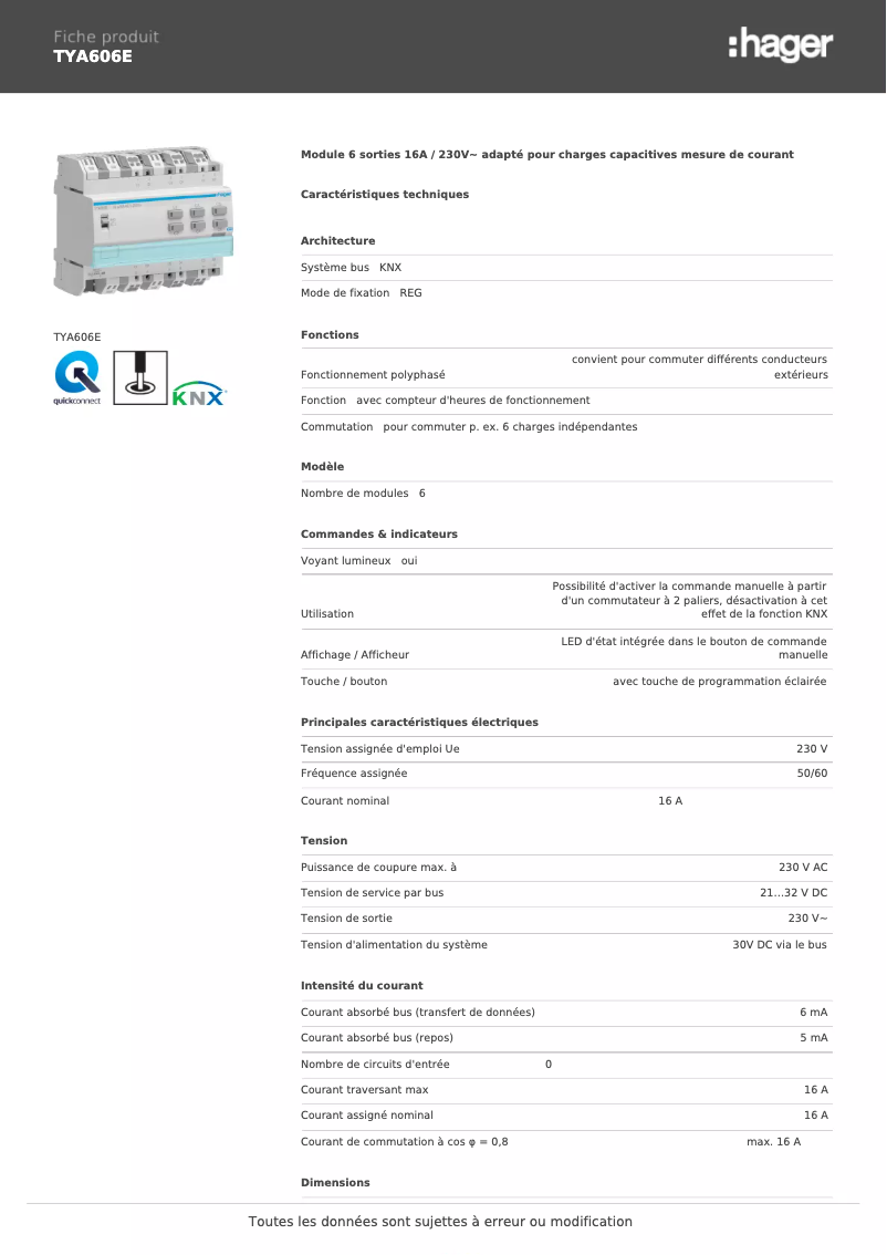 Image de la première page du manuel de l'appareil TYA606E
