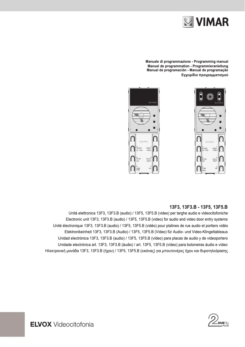 Page n°1 - Manuel utilisateur Vimar ELVOX 13T5/0