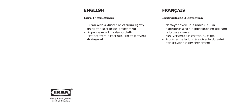 Page 1 de la notice Manuel utilisateur Ikea HAVBERG 505.316.57