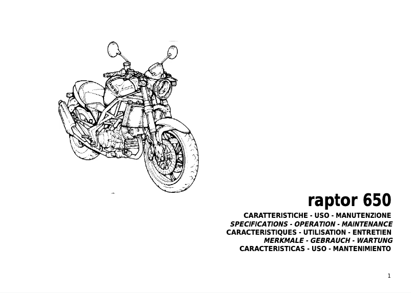 Página 1 del manual Manual de usuario Cagiva Raptor 650 (2001)