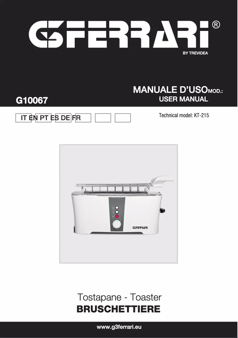 Page 1 of the manual User Manual G3 Ferrari Bruschettiere G10067