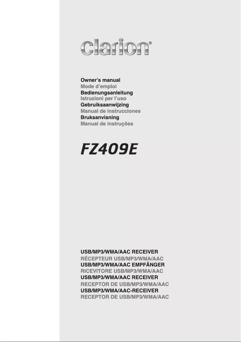 Page n°1 - Manuel utilisateur Clarion FZ409E