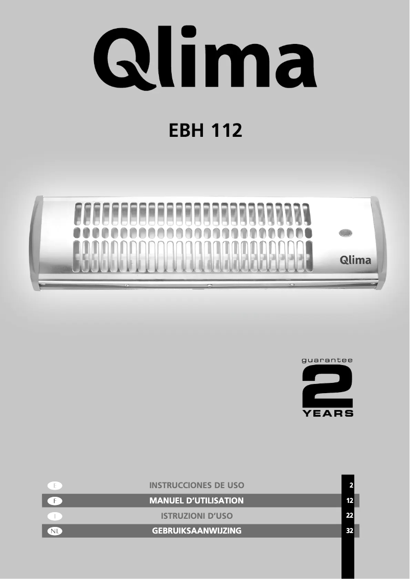 Page 1 de la notice Manuel utilisateur Qlima EBH 112