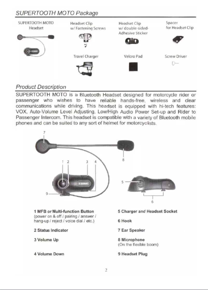 Image de la première page du manuel de l'appareil Moto