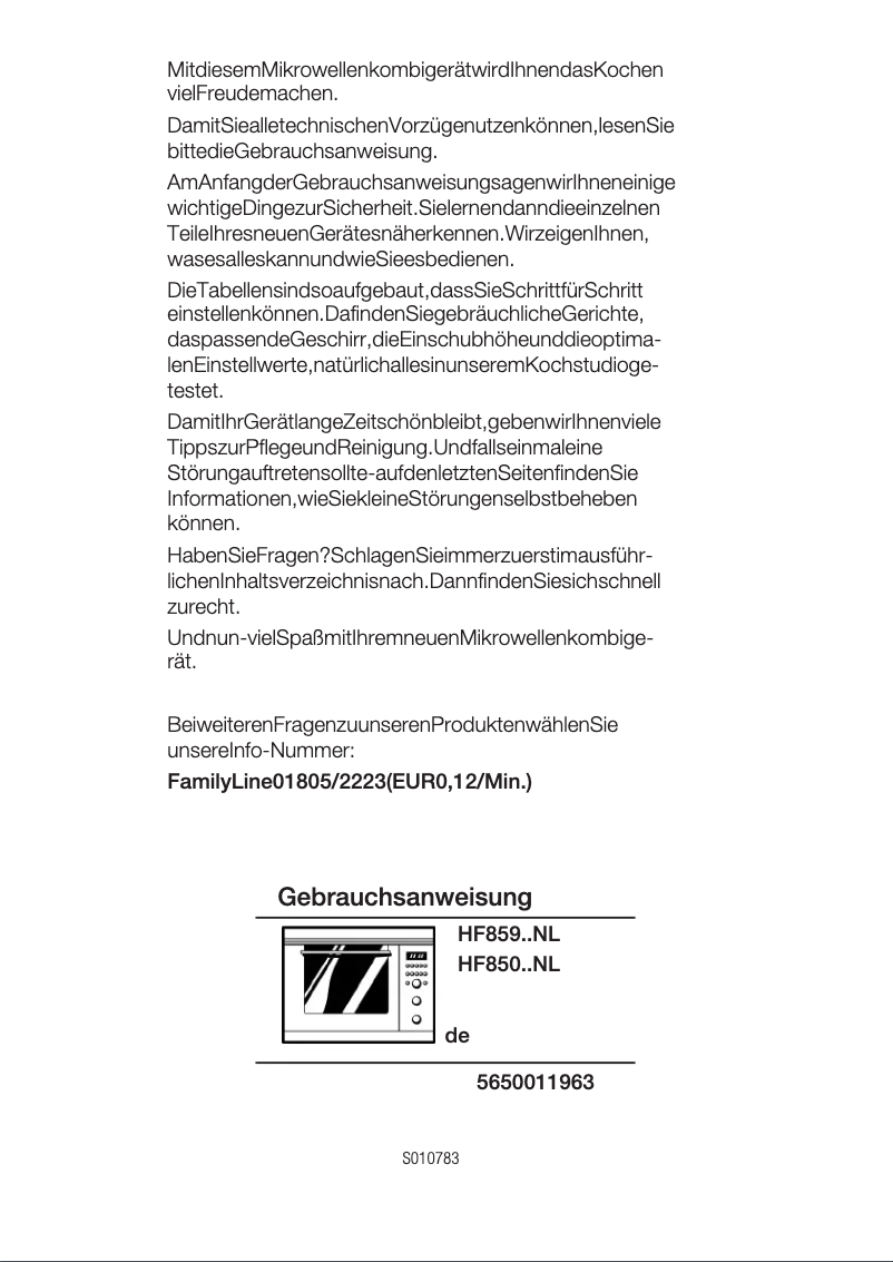 Page 1 de la notice Manuel utilisateur Siemens HF85960
