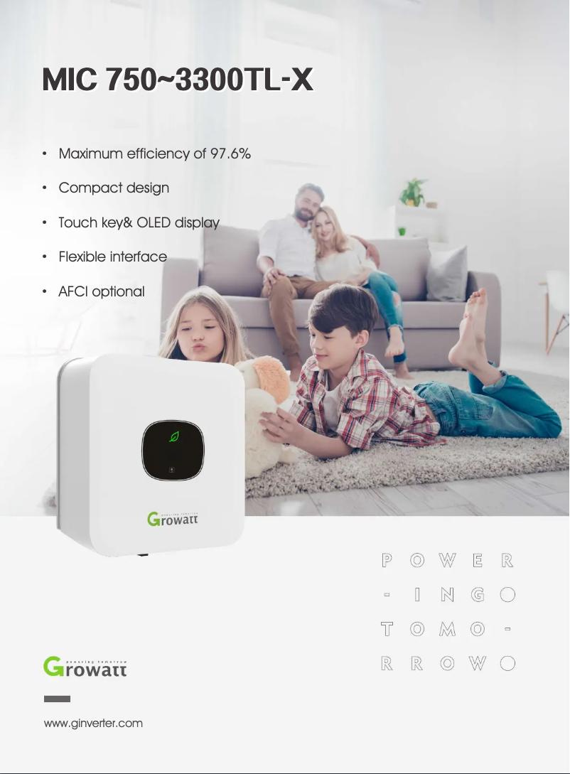 Page 1 de la notice Fiche technique Growatt MIC 1500TL-X