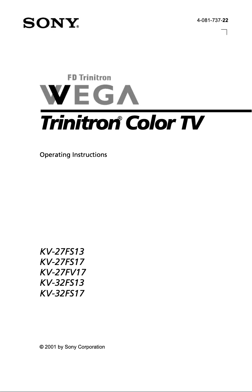 Page 1 de la notice Manuel utilisateur Sony KV-32FS17