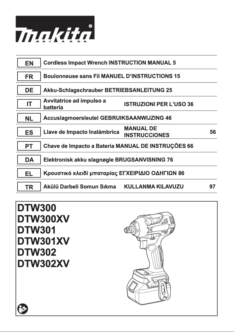 Page 1 de la notice Manuel utilisateur Makita DTW300Z