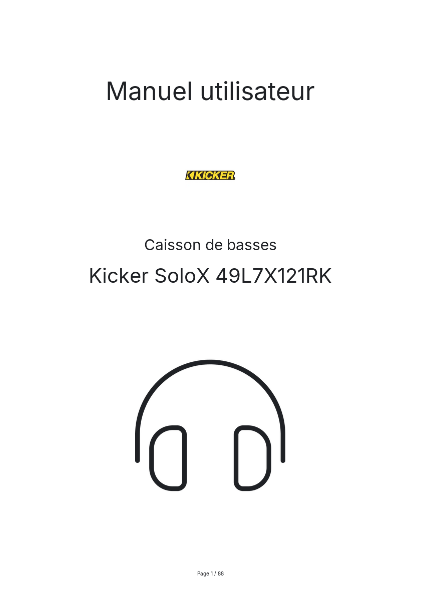 Page n°1 - Manuel utilisateur Kicker SoloX 49L7X121RK
