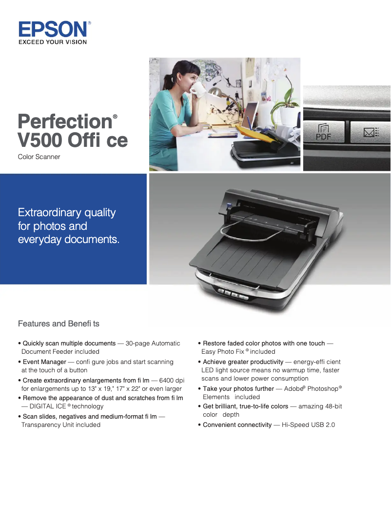 Page 1 of the manual Brochure Epson Perfection V500 Office