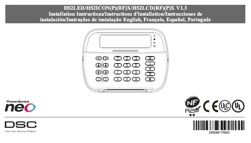 Page 1 de la notice Manuel utilisateur DSC HS2LCDWFP9
