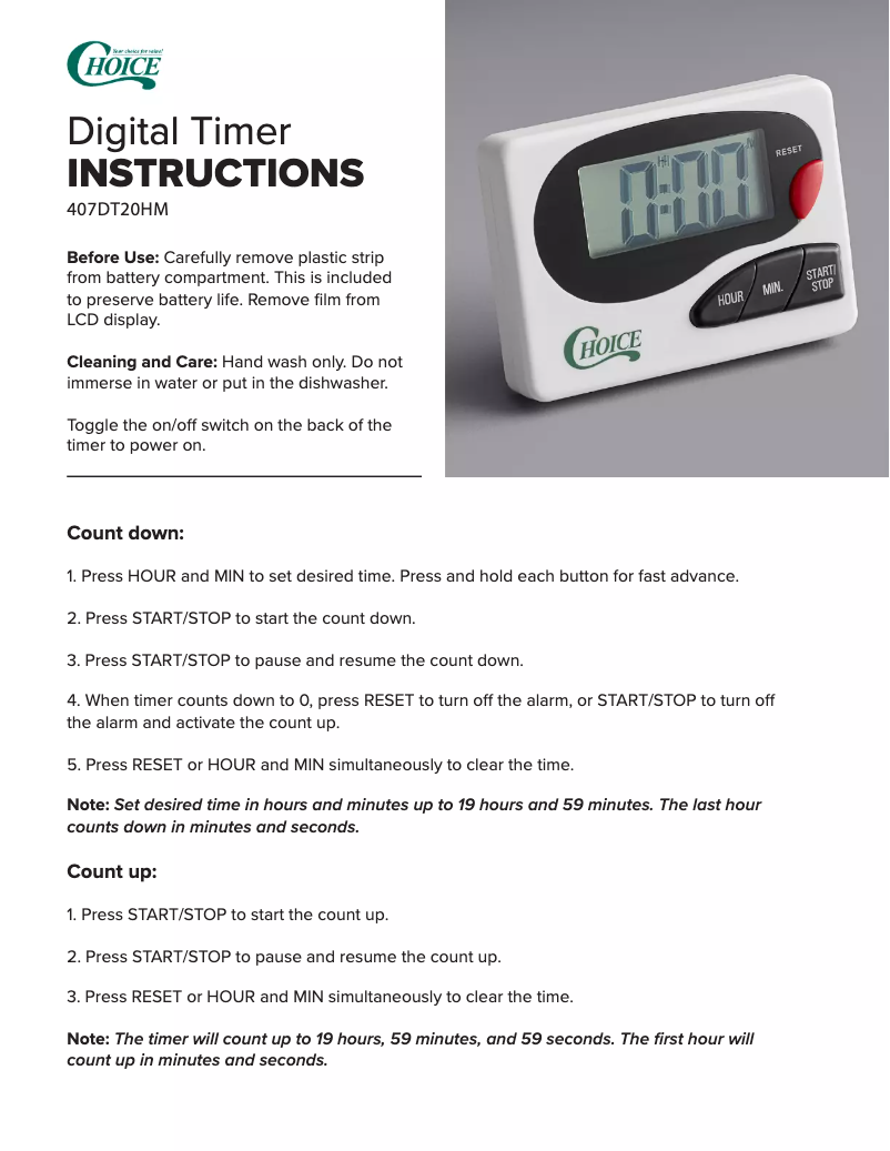 Image de la première page du manuel de l'appareil 407DT20HM