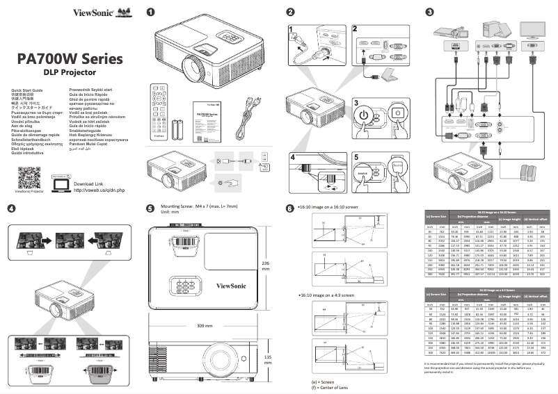 Page n°1 - Guide de démarrage rapide Viewsonic PA700W