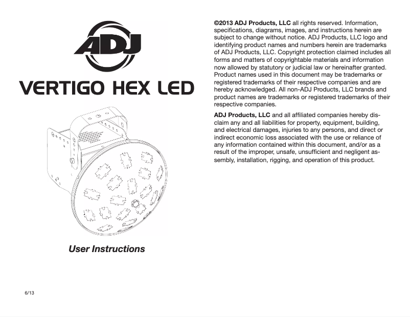 Página 1 del manual Manual de usuario American DJ Vertigo HEX LED