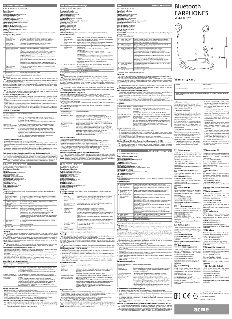 Página 1 del manual Manual de usuario Acme Made BH102