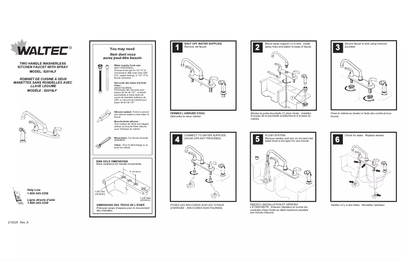 Page 1 de la notice Manuel utilisateur Waltec 82014LF