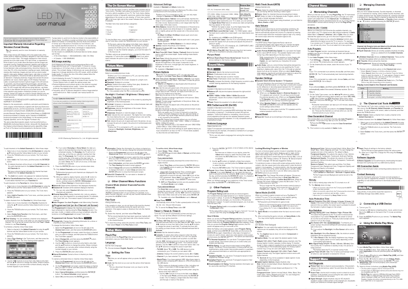 Image de la première page du manuel de l'appareil UN46EH5000F