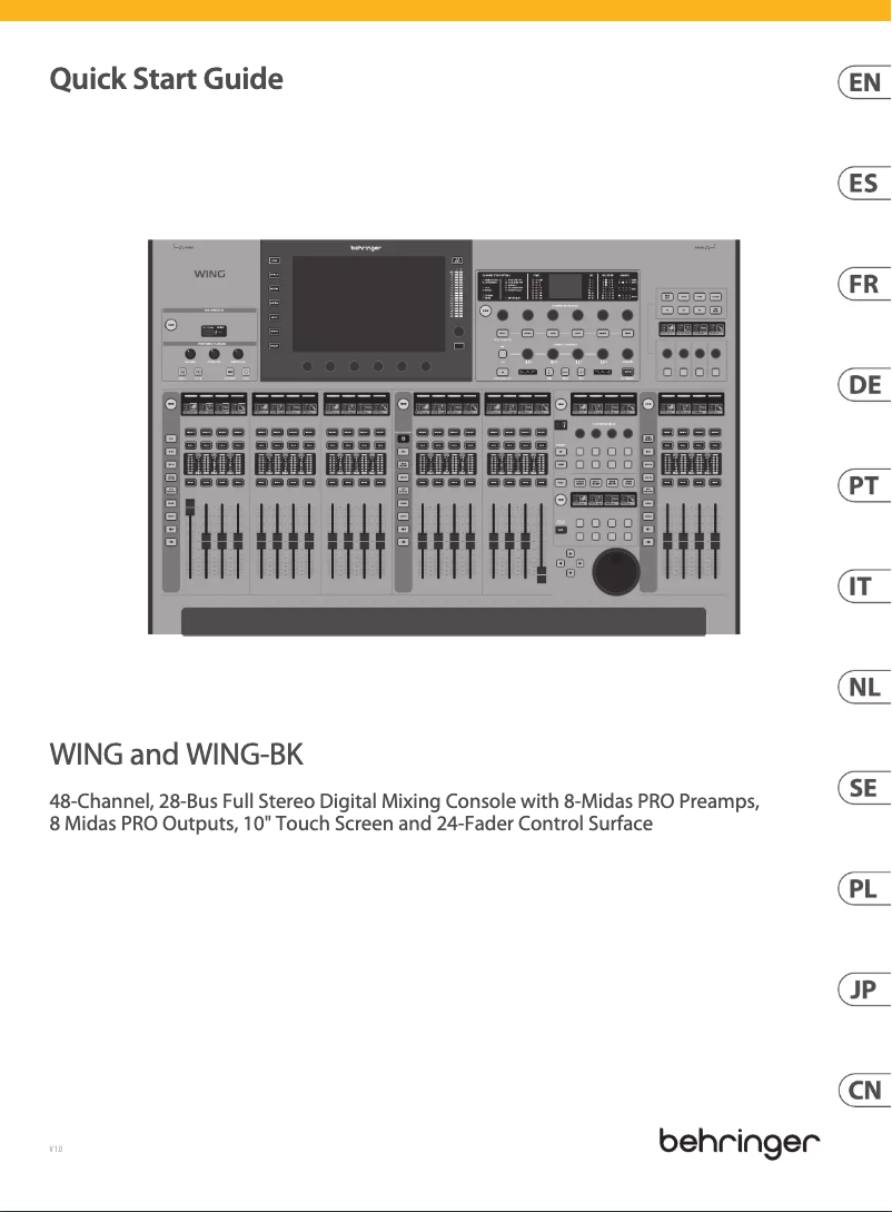 Page 1 of the manual Quick Start Guide Behringer WING