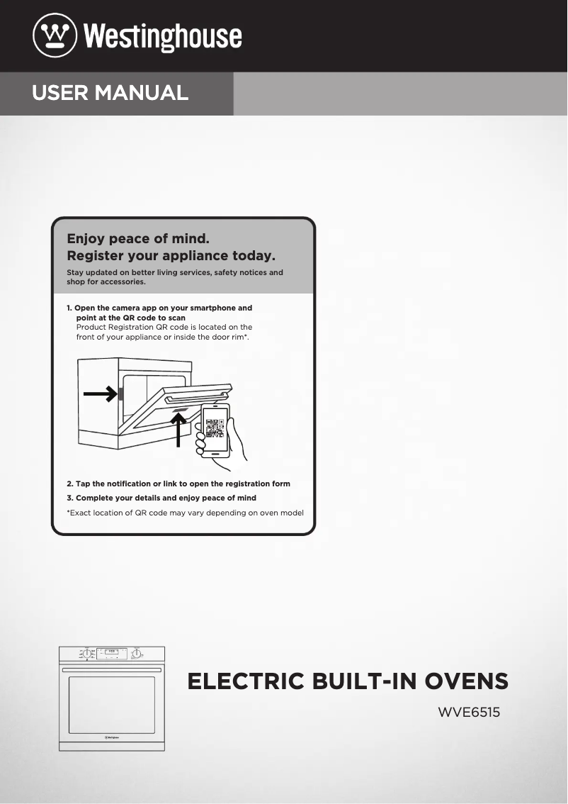 Page 1 of the manual User Manual Westinghouse WVE6515DD