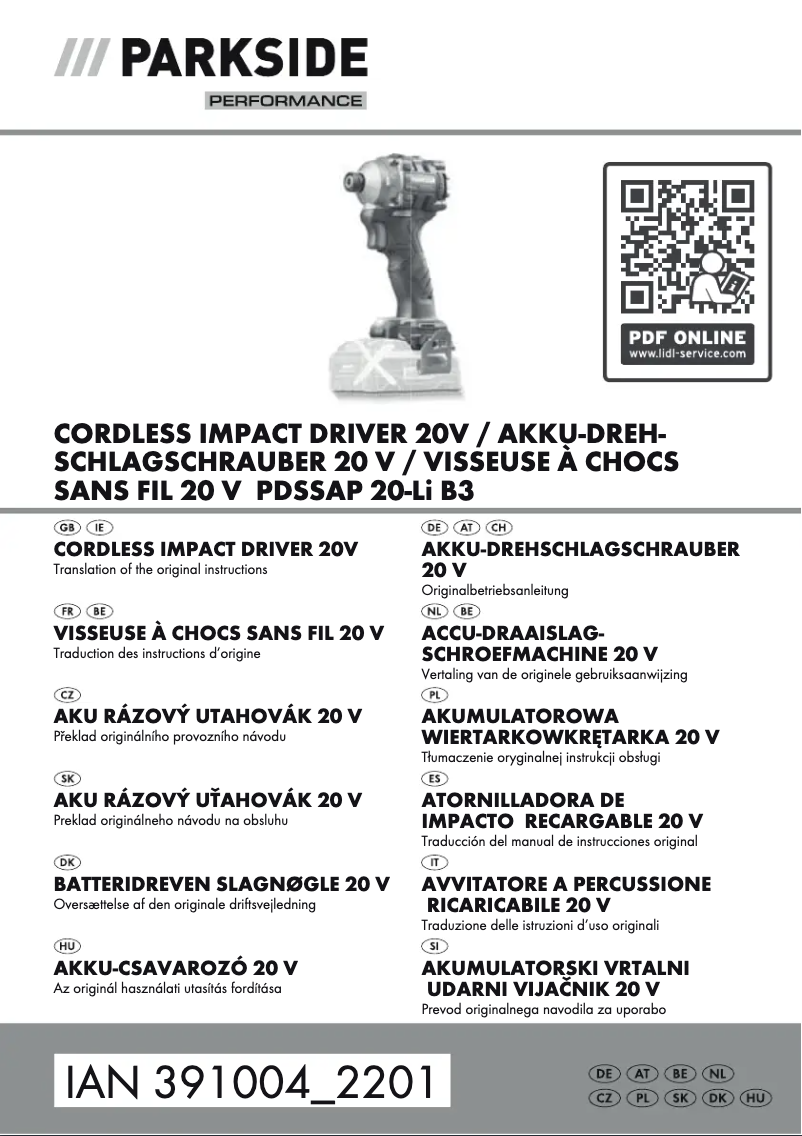 Image de la première page du manuel de l'appareil PDSSAP 20-Li A1
