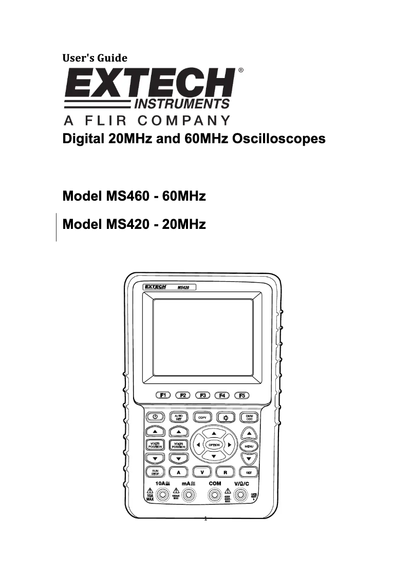 Page 1 de la notice Manuel utilisateur Extech MS460