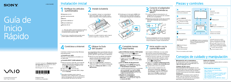 Page n°1 - Guide d'installation Sony Vaio SVJ20225CLB