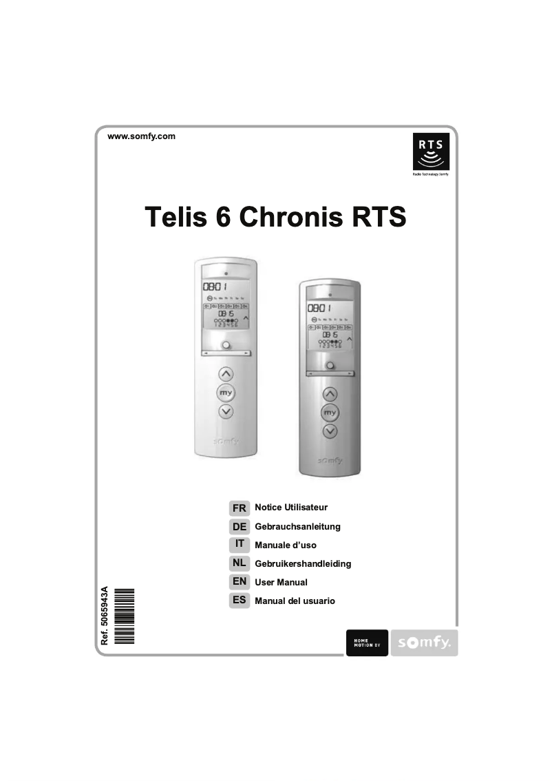 Page n°1 - Manuel utilisateur Somfy Telis 6 Chronis RTS