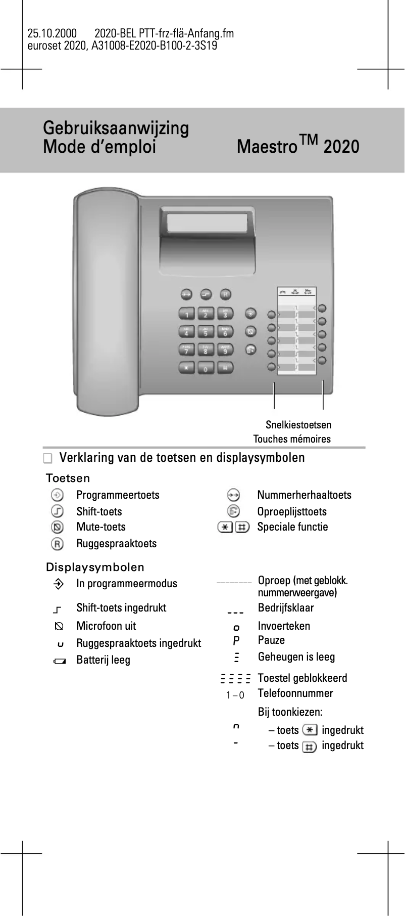 Page n°1 - Manuel utilisateur Belgacom Maestro 2020