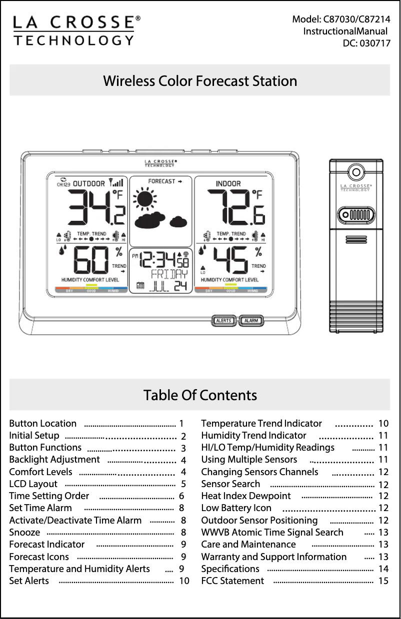 Page n°1 - Manuel utilisateur La Crosse Technology C87214