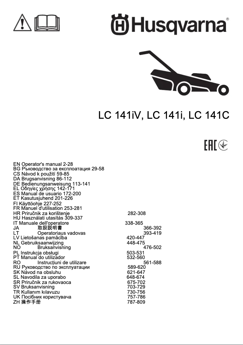 Page n°1 - Manuel utilisateur Husqvarna LC 141i