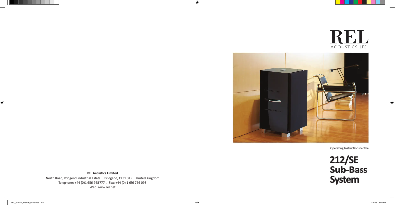 Page n°1 - Manuel utilisateur REL Acoustics 212/SE