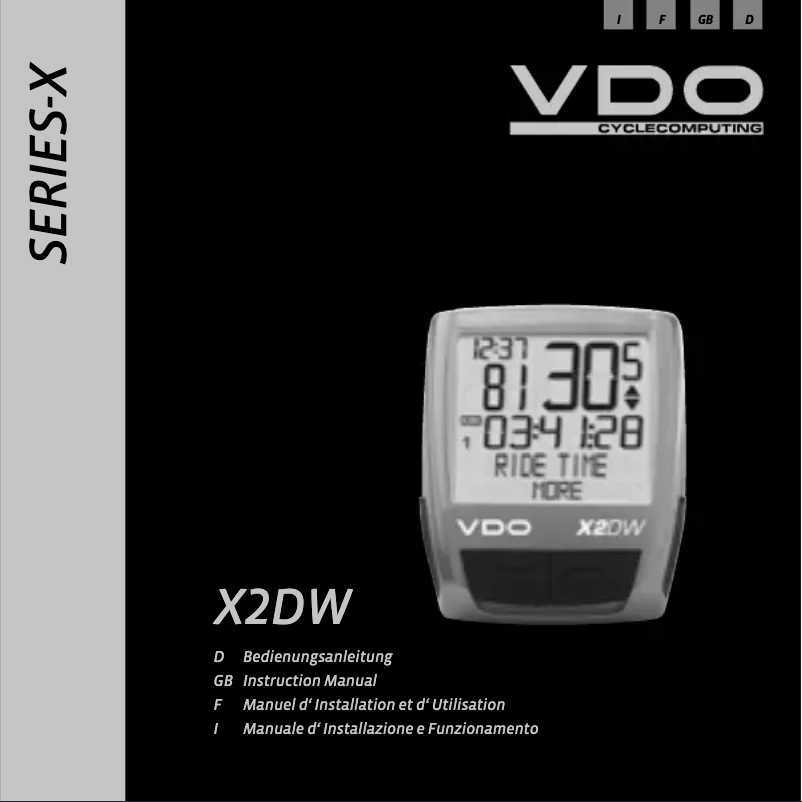 Page n°1 - Manuel utilisateur VDO X2DW