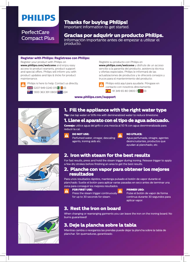 Image de la première page du manuel de l'appareil PerfectCare Compact Plus GC7933