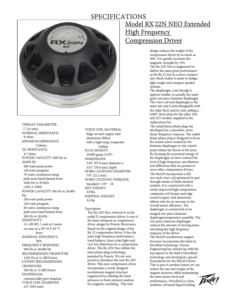 Image de la première page du manuel de l'appareil RX 22N
